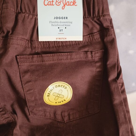 Cat & Jack Joggers Kids 5T Brown Drawstring Waist Tapered Leg NWT Stretch Pants - Picture 5 of 8